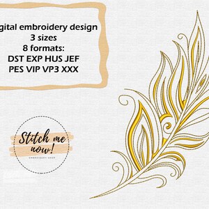 Feather machine embroidery design