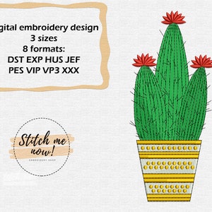 Flowering Cactus machine embroidery design