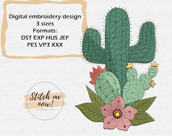 Cactus Bouquet machine embroidery design