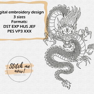 Oriental Dragon machine embroidery design