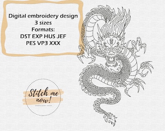 Orientalischer Drache Stickdatei