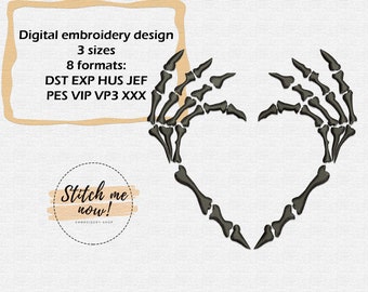 Skeleton Heart machine embroidery design