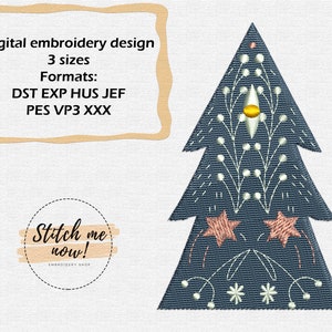 Festive Christmas tree machine embroidery design