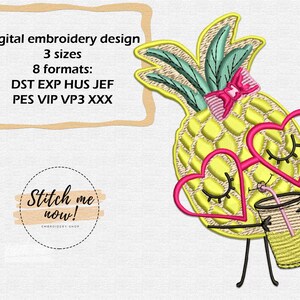 Summer pineapple machine embroidery design