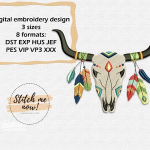 Boho Bull machine embroidery design