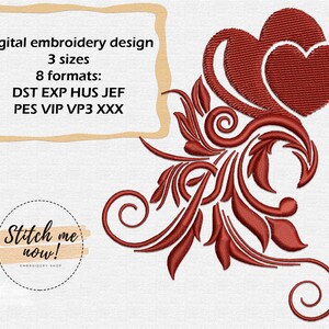 Hearts machine embroidery design Valentine&#39;s Day
