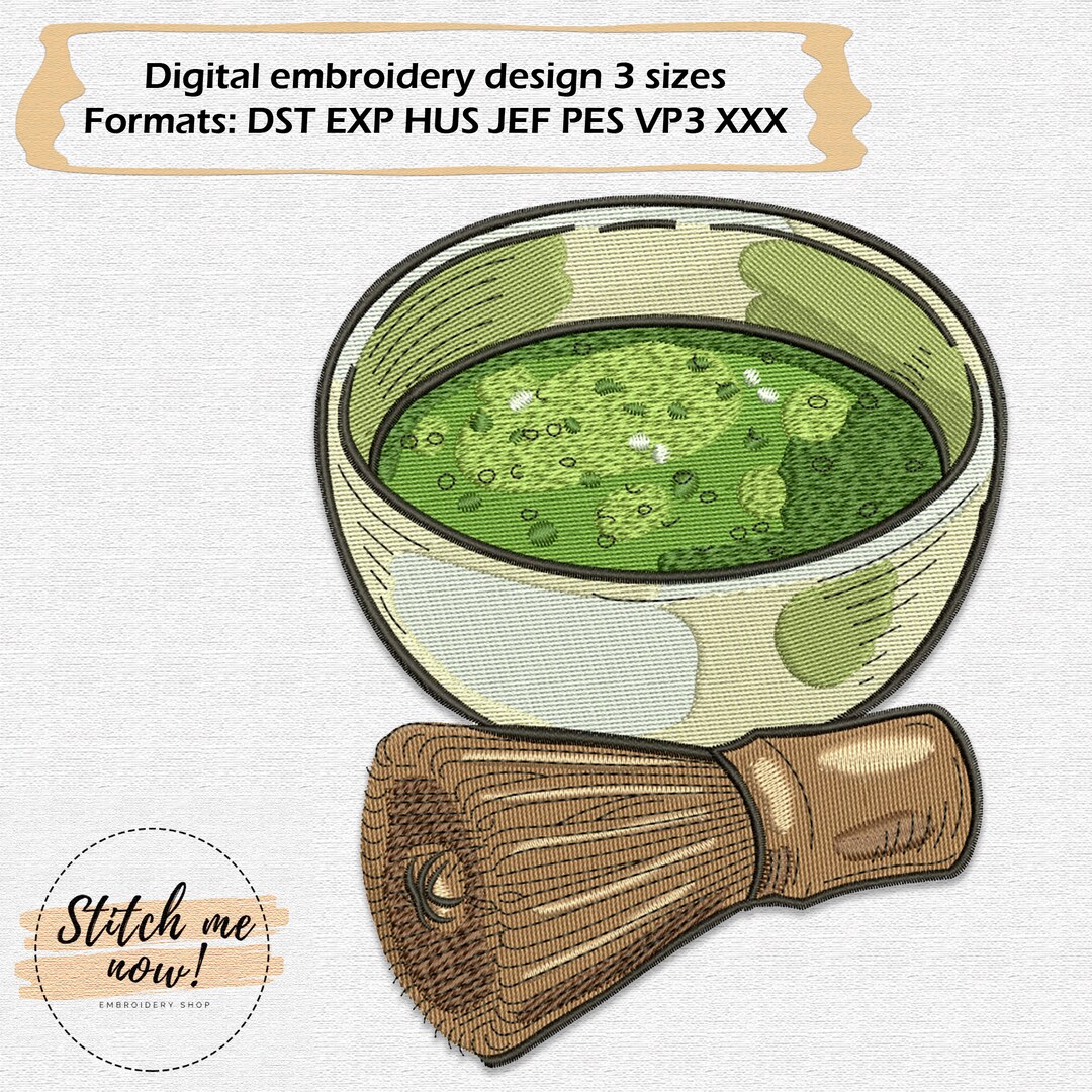 Matcha Machine Embroidery Design - Etsy