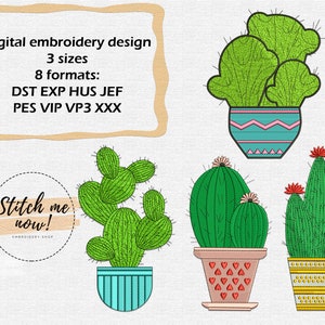Set of the 4 Cactuses machine embroidery designs - get 4 qty pay for 3 qty