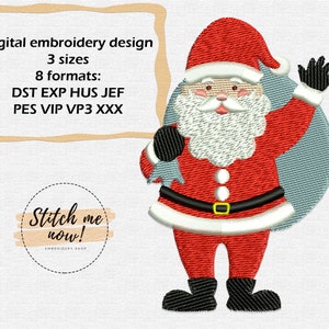 Santa Claus with bag of gifts Christmas machine embroidery design New Year