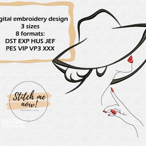 Stylish lady machine embroidery design