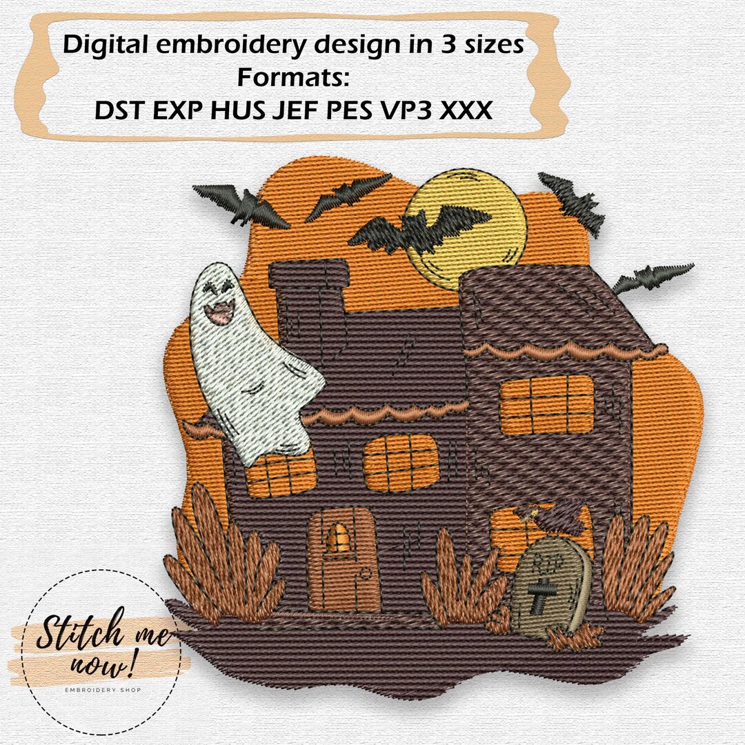 Halloween Ghost House Machine Embroidery Design - Etsy