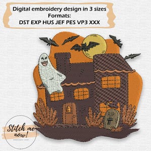 Halloween Ghost House Machine Embroidery Design