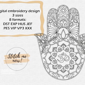Hamsa the Hand of Fatima machine embroidery design