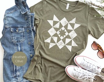 Quilt T-Shirt for Fall, Fall Quilt Block Tee, Gift for Quilter, Quilt Retreat Shirt, Gift for Grandma, Quilt Lover, Quilt Gift