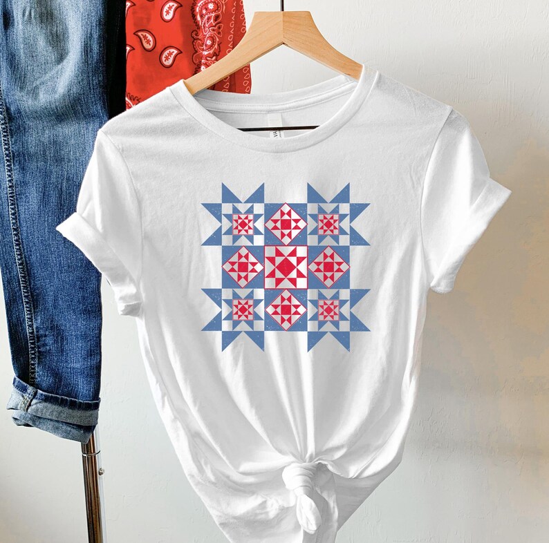 Quilt Block T-Shirt with Patriotic Theme