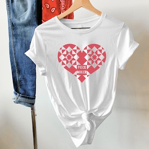 Camiseta con estampado de bloques de patchwork para quilters, camiseta de patchwork para mujer, regalo para quilters, camiseta de costura, camiseta para creadoras de piezas de Dovetail Threads