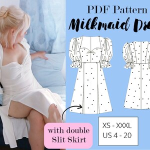 Milkmaid Dress Sewing Pattern PDF Long Puffy Sleeves | Etsy