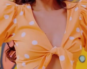 Puff Sleeve Crop Top Sewing Pattern | Tie Front, XXS-3XL (PDF Pattern)