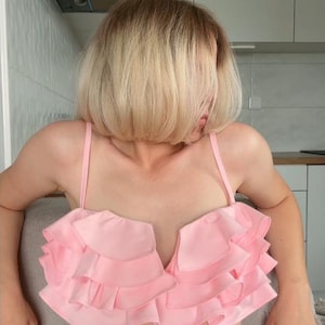 Top corto tipo bralette con volantes / Patrón de costura en PDF XXS – 3XL / US 0–20