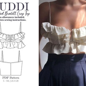 Ruffled Bralett Crop Top | PDF Sewing Pattern S - 5XL | US 4-28