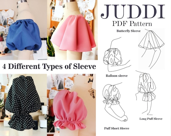 4 Different Types of Sleeve Patterns Butterfly Sleeve Pattern off Shoulder Sleeve Pattern Long Puff Sleeve Short Puff Sleeve Etsy UK