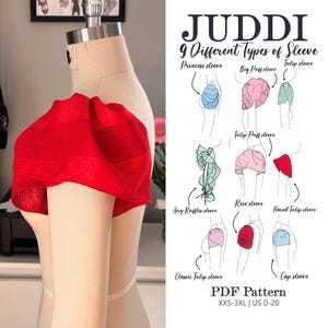 9 Different Types of SLEEVE Pattern Pack XXS-3XL | US 0-20 Tulip sleeve.PuffBall Sleeve .Sleeve  Airy Ruffles.Rose sleeve.Princess sleeve