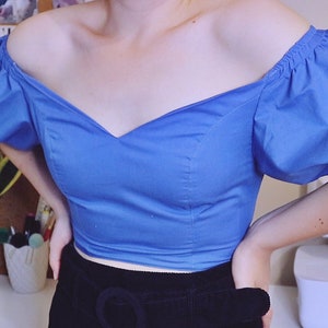 Sweetheart neckline Top with Off Shoulder Puff Sleeve | PDF sewing Pattern  US 0- 20 | XXS - 3XL