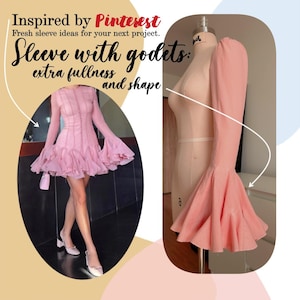 Sleeve with Godets PDF Sewing Patterns XXS - 3XL us 0 - 20 Ruffled hem sleeve