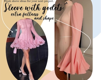 Manga con godets. Patrones de costura en PDF. Tallas: XXS - 3XL (EE. UU. 0 - 20). Manga con dobladillo con volantes.