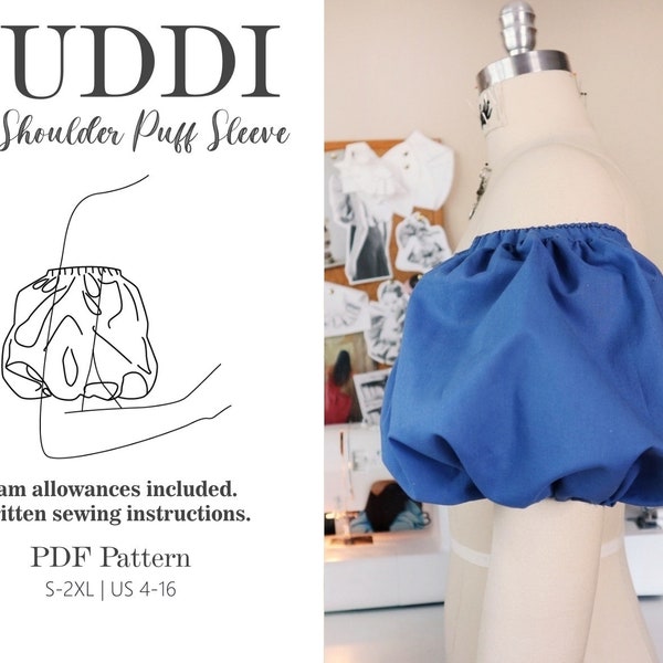 Off Shoulder Puffed Balloon Sleeve PDF Sewing Pattern |  S-2XL | US 4-16