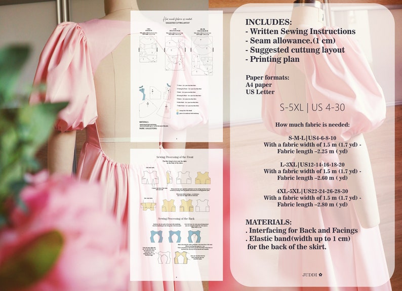 backless dress sewing pattern | open back dress pattern image 5