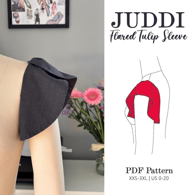 Tulip Sleeve Sewing Pattern | Flared Flutter Sleeves (PDF Pattern, XXS ...
