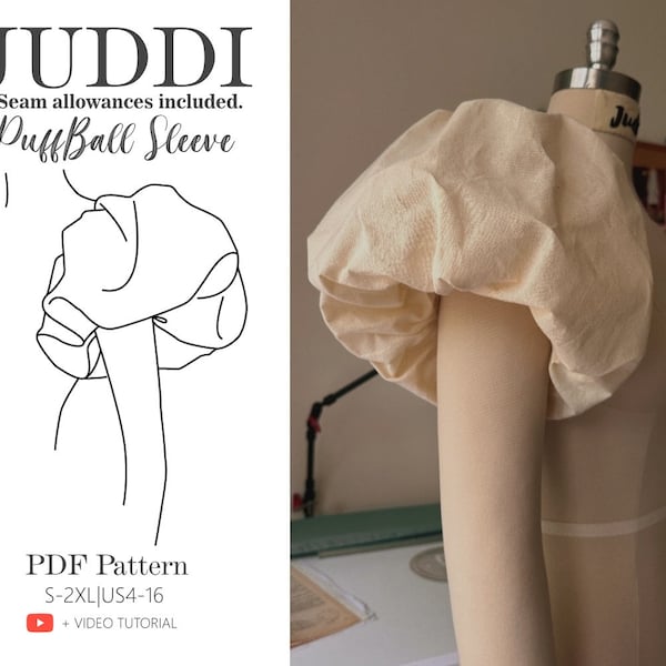 PuffBall Sleeve|PDF Sewing Pattern S-2XL|US4-16 |Mushroom sleeve|bubble sleeve