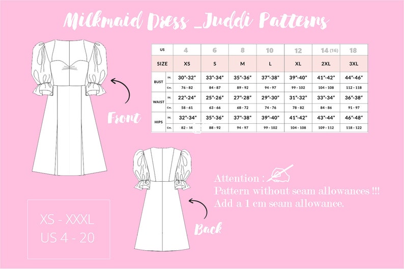 Milkmaid Dress Sewing Pattern PDF Long Puffy Sleeves Etsy