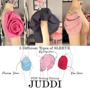 3 Different Types of SLEEVE PATTERN |Princess Sleeve | Rose Sleeve | Big Puff Sleeve xxs-3xl | US 0-20 Sleeve pattern pack