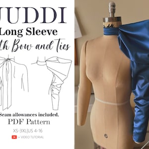 Long Sleeve with Bow and Back Ties | PDF Sewing Pattern S-2XL | US 4-16