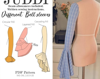 Bell Sleeve Sewing | Frill Sleeve Designs, XXS-3XL (PDF Pattern