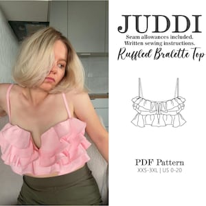 Ruffled Bralette Crop Top | PDF Sewing Pattern XXS – 3XL | US 0–20