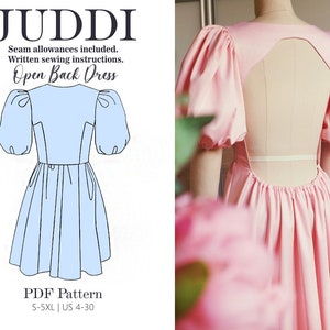 backless dress sewing pattern | open back dress pattern image 2