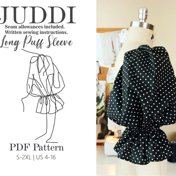 Long Puff Sleeve  | PDF Sewing pattern | S-2XL | US 4-16