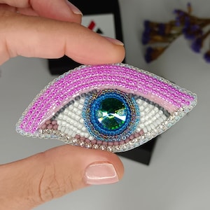 Böses Auge Brosche Perlenbrosche blau grün Auge Bestickt Brosche