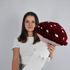 Large mushroom pillow, crochet plushies pillow