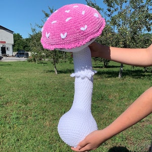 Large mushroom pillow, crochet plushies pillow