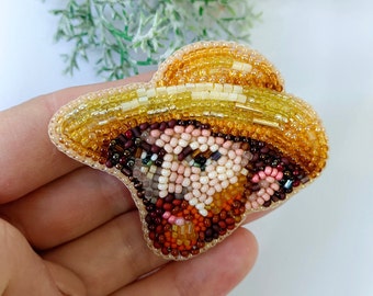 Broche perlée faite à la main de Van Gogh, portrait brodé de Van Gogh, broche de peintre célèbre pour les amateurs d&#39;art