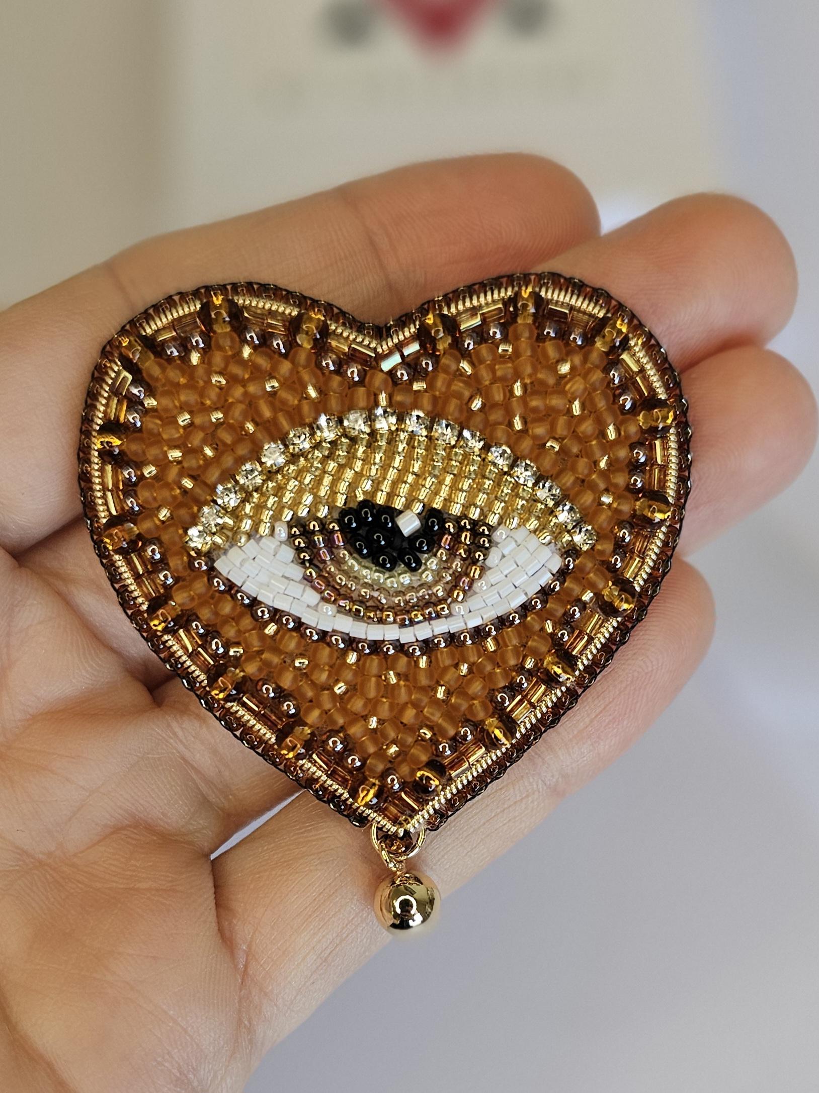 Beaded Eye Brooch, Embroidered Evil Eye Pin - Etsy