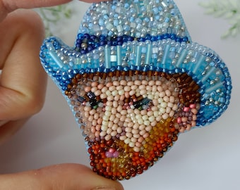 Handmade Beaded Brooch: Vincent Van Gogh Self-Portrait Pin