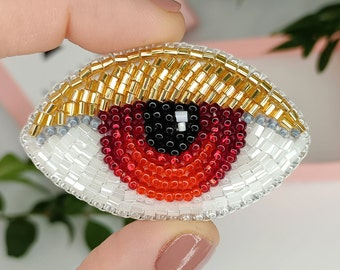 Evil Eye Brooch: Beaded Embroidered Eye Pin