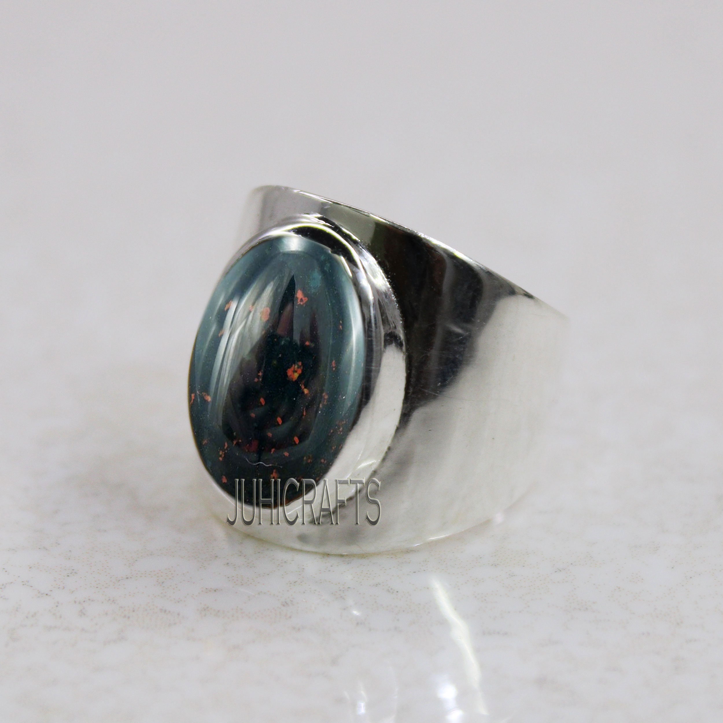 Natural Bloodstone Ring 925 Sterling Silver Bloodstone Ring Etsy