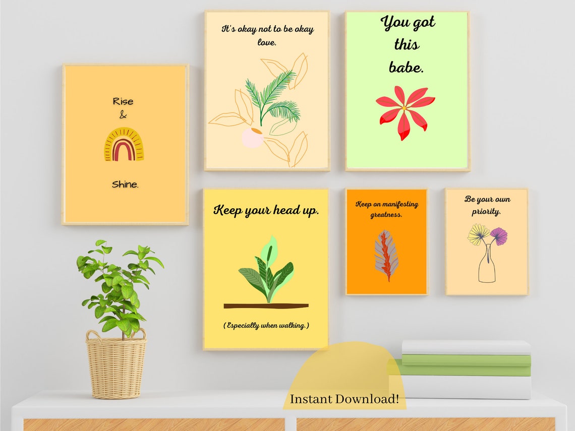 Set of 6 Daily Affirmations Wall Décor Instant Download. Etsy UK