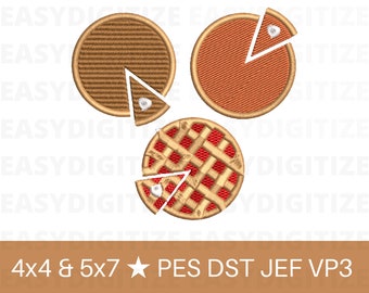 Thanksgiving Pies Embroidery design file 4x4 5x7 PES DST JEF VP3, trendy design